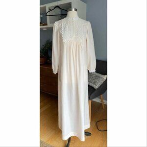 Vintage Christian Dior Long Sleeveless Nightgown Lace Eyelet Details Size S